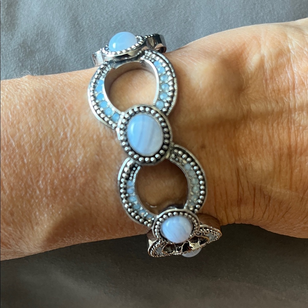 White House Black Market Blue Lace Agate Bracelet NWT